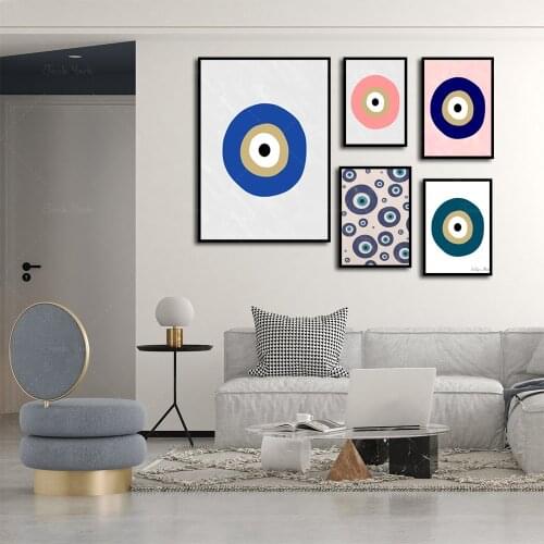 Evil Eye Print, Boho Wall Art, Meditation Decor, Greek Evil Eye, Ethnic Protection Symbol, Lucky Charm Pattern