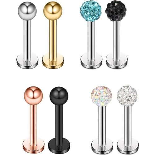 JFORYOU 8PCS 20G CZ Crystal & Ball Tiny Labret Monroe Lip Ring Tragus Helix Earring Stud Piercing Jewelry 6mm 8mm 10mm