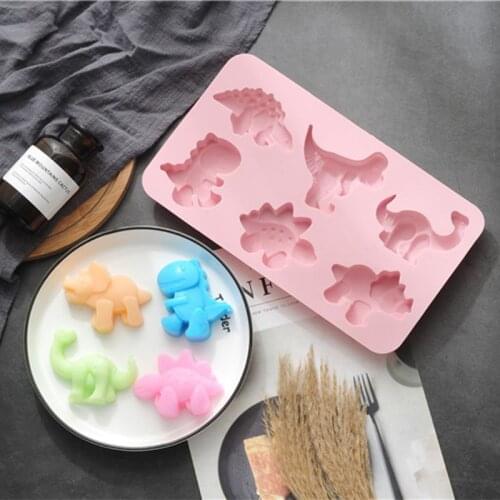 6 Dinosaur Silicone Mold Cake Chocolate Candy Fondant Candle Soap Moulds Jelly C