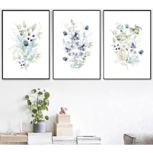 Modern Ink Flowers Leaves Canvas Painting Wall Art Picture Poster and Prints for Kitchen Living Room Home Decoration