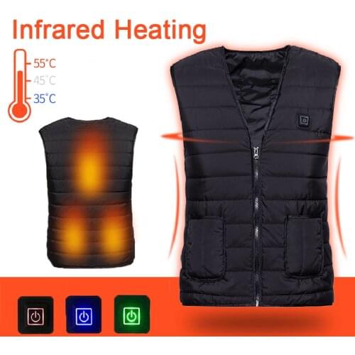 Unisex Electirc Heating Vest Graphene Carbon Fiber USB Infrared Heated Jacket Winter Thermal Clothing Outdoor Camping Waistcoat