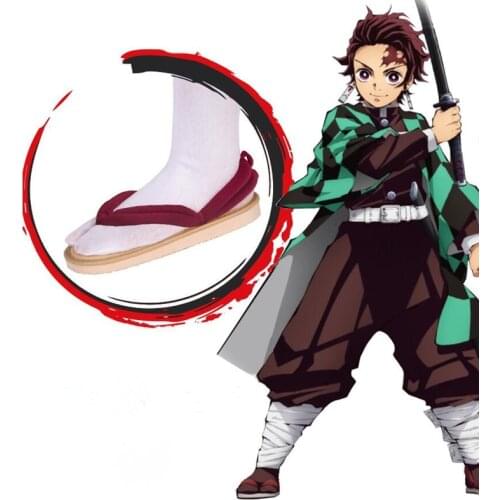 In Stock Uwowo New Design Kimetsu no Yaiba Shoes Accessories Demon Slayer Satoman Tanjiro Cosplay Shoes Anime Demon Slayer shoes