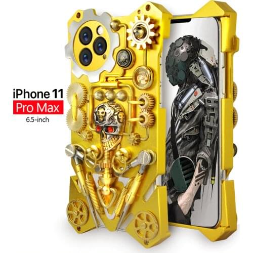 Gothic Skull Gear Rotation Case For Iphone 11 Pro Max Case Cover Iron Man Metal Phone Protective Shell Skin Bag