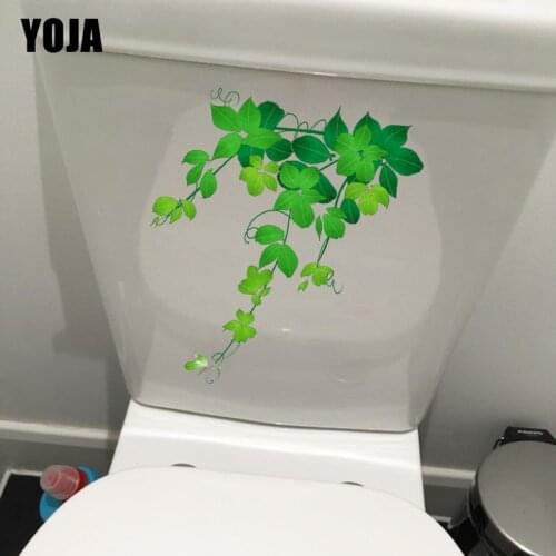 YOJA 22X19.8CM Green Leaf Vine Fresh Plant Toilet Seat Decor Home Kids Room Wall Sticker T1-1180
