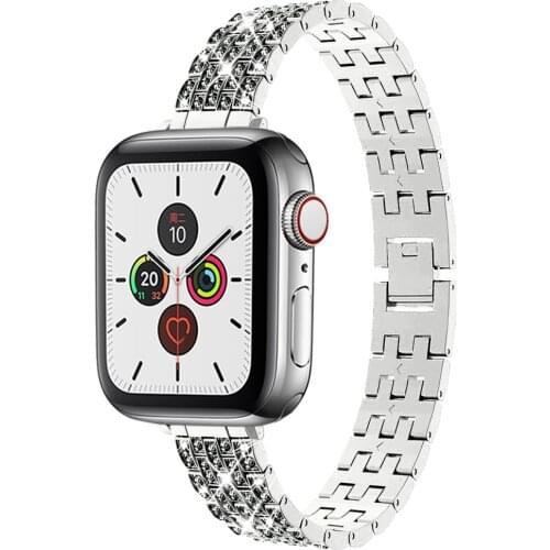 Jewelry Strap For Apple Watch 6 SE Band 44mm 40mm Slim Rhinestone Metal Jewelry Wristband For iWatch 5 4 Applewatch 3 38mm 42mm