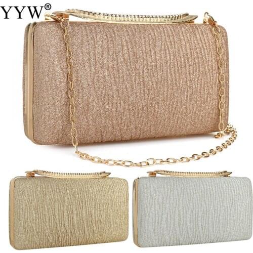 Womens Bling Evening Party Handbag Wedding Ball Clutch Bag With Chain Mini Minaudiere Hand Bag Purse Gold