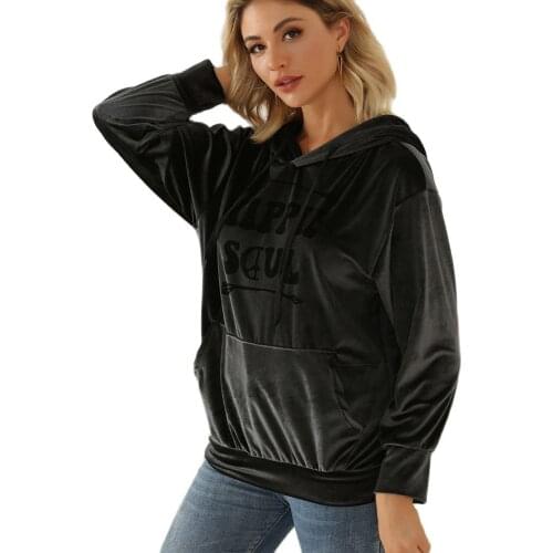 Women Fleece Hoodie Sweatshirts Casual Thick Long Sleeve Pullovers Fall 2021 New Womens Winter Tops Loose Hooded Jumpe