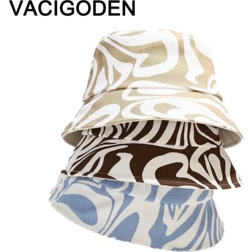 VACIGODEN Women Fashion Bucket Hat Zebra Grain Printed Sunbonnet Fedoras Outdoor Chapeau Fisherman Caps De Pescador Gorros
