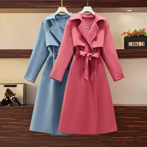 Women Double-breasted Long Trench Coat Autumn Winter Casual Sashes Elegant Loose Overcoat Fashion Long Sleeve Windbreaker Femme