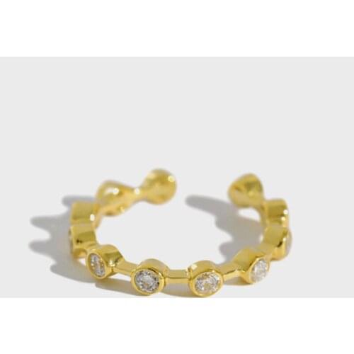 VENTFILLE 925 Sterling Silver Micro-Inlaid Zircon Thin Rings For Women Personality Temperament Rings Adjustable Holiday Gift