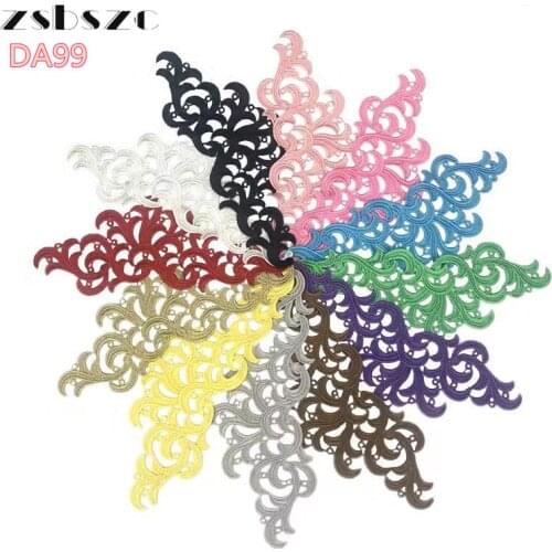 Zsbszc 5 pairs Mirror LP-DA99 white Flower Floral Lace Fabric Sewing Trim Wedding Dress Applique Lace patch/mixed batch