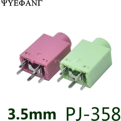 10Pcs PJ-358 3.5MM HD Audio Socket Connector Vertical 5Pin DIP-5 PJ358 Red / Black / Pink