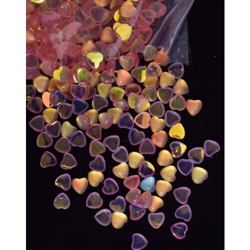 100pcs 6 colors Cats Eye Stone nail art Heart Drop Rhinestone Nail Art Deco Heart Stone cat eye stone cabochons ,JH41-JK245410