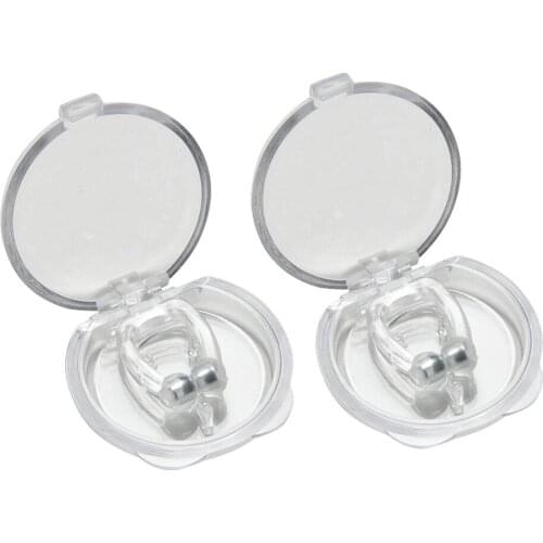 2pcs Silicone Magnetic Anti Snore Stop Snoring Nose Clip Sleep Tray Sleeping Aid Apnea Guard Night Device Transparent