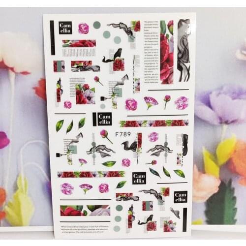 3D Stickers for Nails Lily Flowers Stripe Letter Design Fashion Manicure Sticker Accessories Cute Cartoon Nail Art Decoration