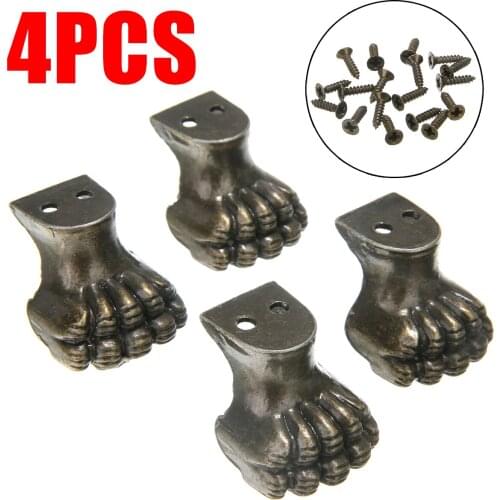 4PCS Zinc Alloy Bronze Vintage Footing Decoration Legs Wooden Box Case Decorative Feet Leg Corner Protector