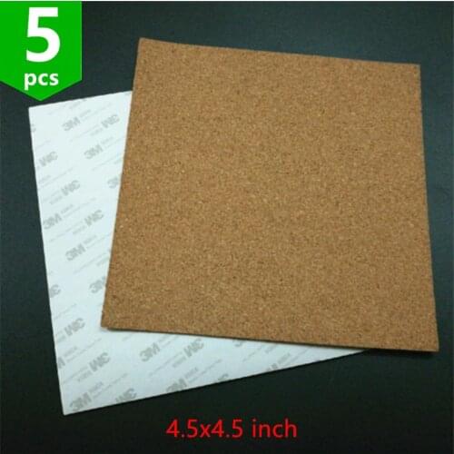 SWMAKER 4pcs* Reprap 3D Printer 4.5x4.5'' inch adhesive cork insulation sheets For Heatbed Hot Plate with tape thermal cork plat