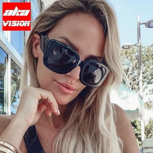AKA VISION Oversized Womens Sunglasses 2021 Luxury Vintage Glasses Women/Men Gradient Square Eyewear Women Ocolos Gafas De Sol