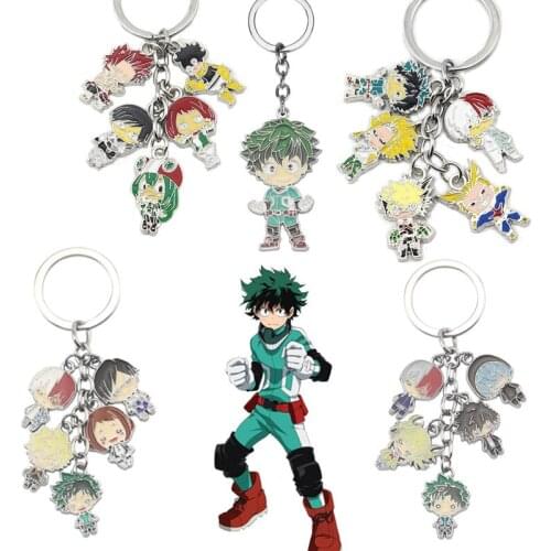 Anime My Hero Academia Keychain Pendant Toys Midoriya Izuku Metal Key Ring Bag Pendant Toy Gift