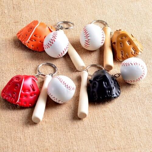 FREE SHIPPING BY DHL 100pcs/lot Newest Mini Baseball Keychains Baseball Mitt Bat Keyrings for Sports Gifts