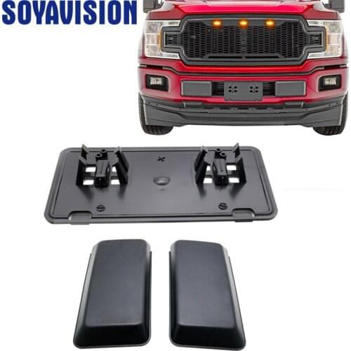 Black Front Bumper Guard Protector Pad For Ford F150 2018-2020 Front Bumper Guards Inserts Pads Cars License Plate Bracket