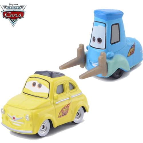 Disney Pixar Cars 2 Piece Mini Cute Forklift Guido & Luigo 1:55 Diecast Metal Alloy Lightning McQueen Model Car Boy Toy Gifts