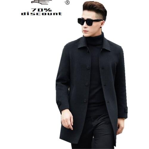 Handmade Double-faced Wool Coat Autumn Cashmere Long Coat Winter Jacket Men Korean Woolen Overcoat Abrigo HombreA2 MY802