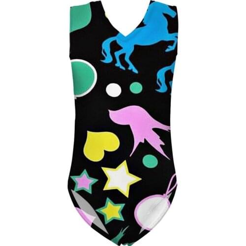 HYCOOL Lovely Balloon Star Heart Shape Bird Horse Print Girls One Piece Suits Kids Swimming Bathing Suits Children Swimwear