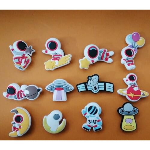 12-Piece Set Of PVC Space Astronaut Shoe Accessories Cute Shoe Buckle Decoration Suitable For Crocodile JIBZ Party Kids Gifts