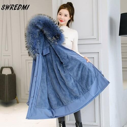 SWREDMI Thick Warm Winter Coat Women Winter Jacket Fur Lining Plus 5XL 6XL Hooded Female Long Parkas Snow Wear Padded Clothes