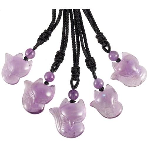 L Handmade Fluorite Crystal Stone Pendant Necklace for Women, Hand Carved Healing Crystal Necklace with Adjustable Chain