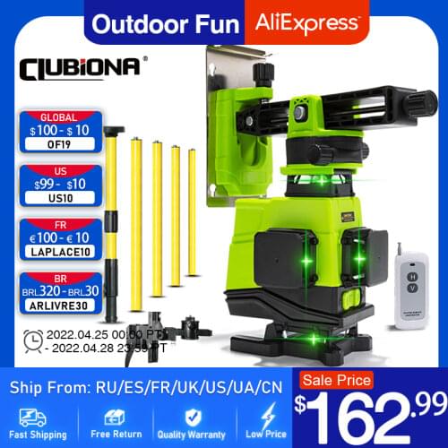 Clubiona IE16 Laser level Set and 4M Laser Tripod Telescoping Pole Ceiling and Floor Support Stand with 1/4" Interface