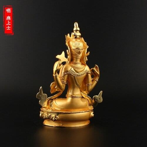 TOP GOOD HOME OFFICE Talisman family Protection # Nepal Tibet India Shadakshari Avalokitesvara Buddha 14CM