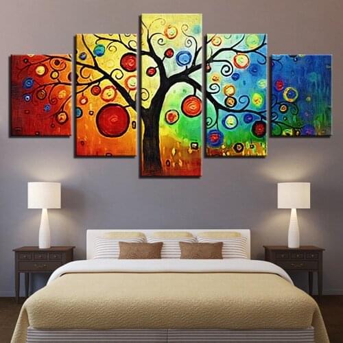 5 Pcs KIT Fashion Wall Art Canvas Painting 5 Pieces Color Leaf Trees Paintings Cartoon Posters Painting Modern Home Decoration