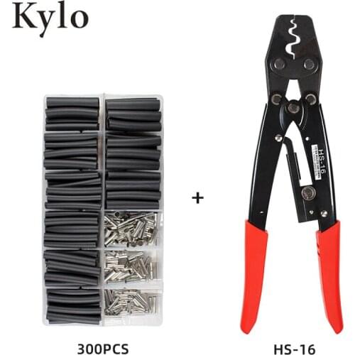 Non-Insulated Butt Connectors AWG Gauge Uninsulated Electrical Wire Ferrule Cable Crimp Terminal Kit with crimping tools pliers