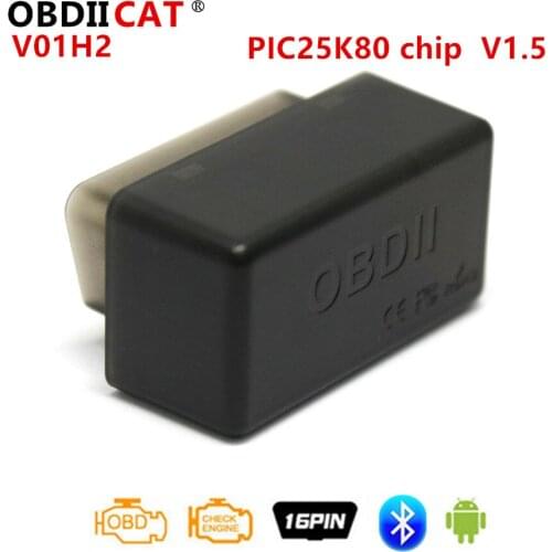 OBDIICAT OBD2 50PCS Bluetooth 25k80 chip V01H2 ELM327 V1.5 Adapter ELM 327 Auto excellent Scanner Diagnostic Tool For Android
