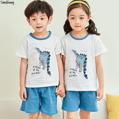 2-11T Boys Dinosaur Pajamas Children Animal Cartoon Summer Pajamas Sets Girls Sleepwear Kids Teen Pajamas Teenage Sleepwear