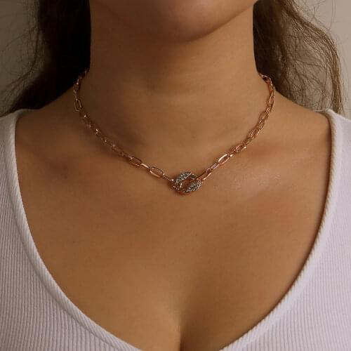 Fashion O Shape Necklace Pendant Women Creative Personality Simple Gold Silver Color Clavicle Choker Necklace Collar Jewelry