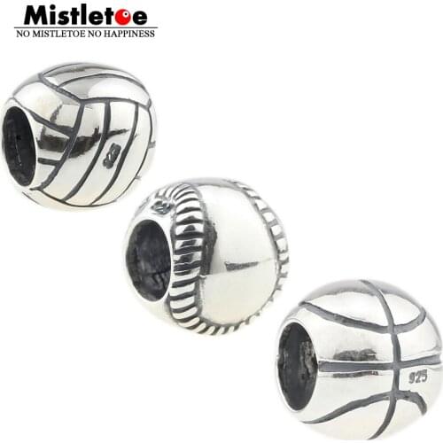 Authentic 925 Sterling Silver Sport Baseball Charm Bead Fit European Bracelet Jewelry