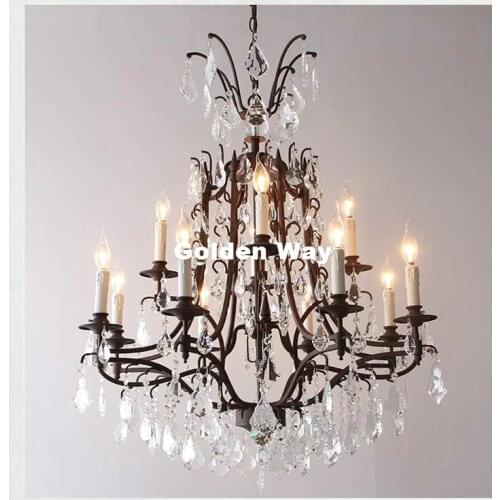Free Shipping Nordic Rustic Vintage Crystal Chandelier Loft Pendant Lamp Suspension Luminaire For Dining Room Home Decorations