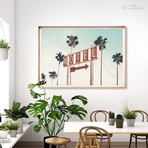 Scandinavian Art Motel Canvas Poster Pink Indicator Print Painting Nordic Style Wall Picture Modern Living Room Home Decoration