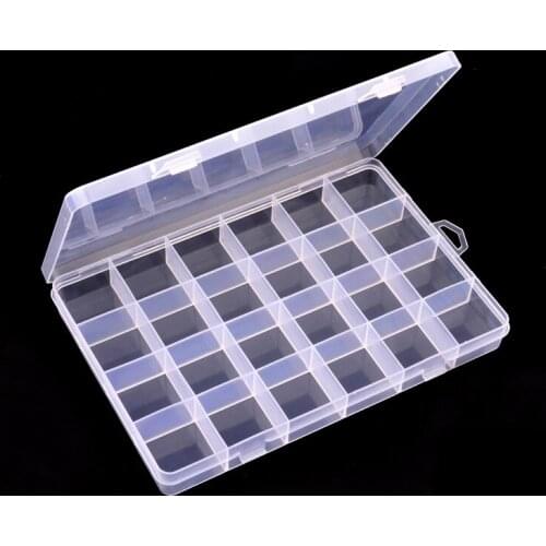 24 Slots Transparent Plastic Storage Box Organizer Case Nail Art Gems Jewelry Beads Decoration Container