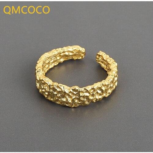 QMCOCO 925 Sterling Silver Rings for Women Round Dots Vintage Wedding Trendy Jewelry Large Adjustable Antique Rings