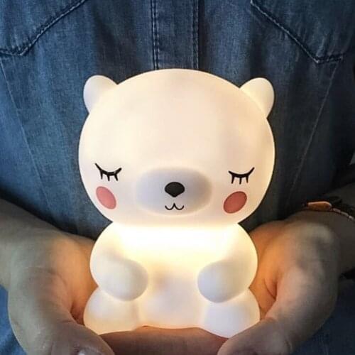Bear Led Night Light Lamp for Baby Children Kids Room Animal Cartoon Bedside Bedroom Living Room Decorative Lighting