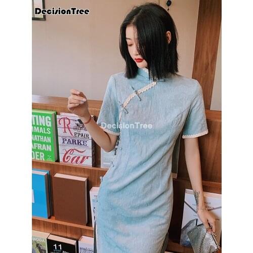 2021 chinese dress traditional chinese wedding dresses for women oriental elegant classic cheongsam cotton linen qipao cheongsam