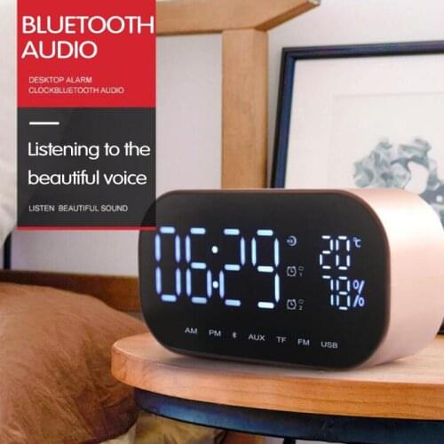 YAyusi S2 Mirror Wireless Bluetooth Speaker Protable TF U disk Temperature Display Shock Stereo Subwoofer Mini Alarm Clock
