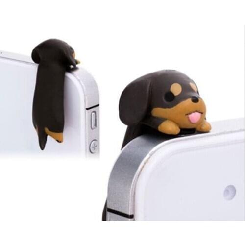 Cute Dog Plugy Earphone Jack Plug Headset Stopper Cap Dachshund Dog Dust Plug 3.5mm Cellphone Plug