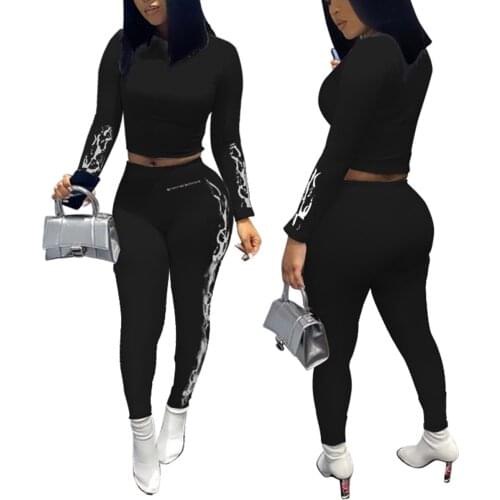 New Fashion Women Ladies Autumn Casual Skinny Long Sleeve Short Top + Long Pants 2pc Sets White Pink Black