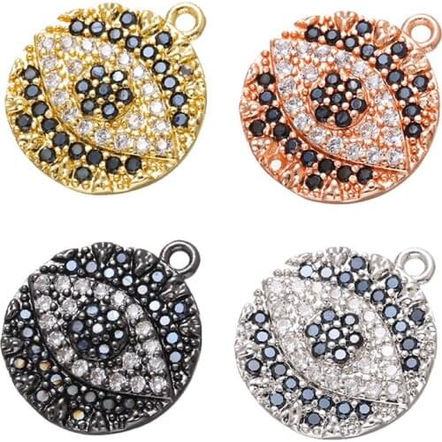 ZHUKOU 13x15mm Brass Cubic Zirconia eyes charms for women DIY earring necklace jewelry Pendant accessories Supplies model:VD691