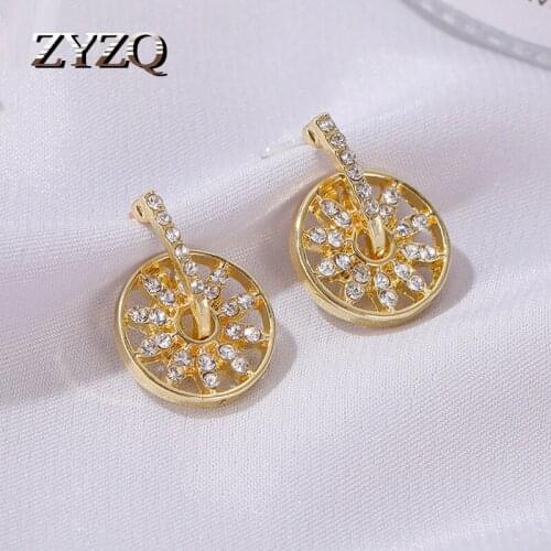ZYZQ 2020 New Inlay Crystal Hollow Windmill Drop Earrings Women Luxury Wedding Fashion Jewelry Cubic Zirconia India Earring